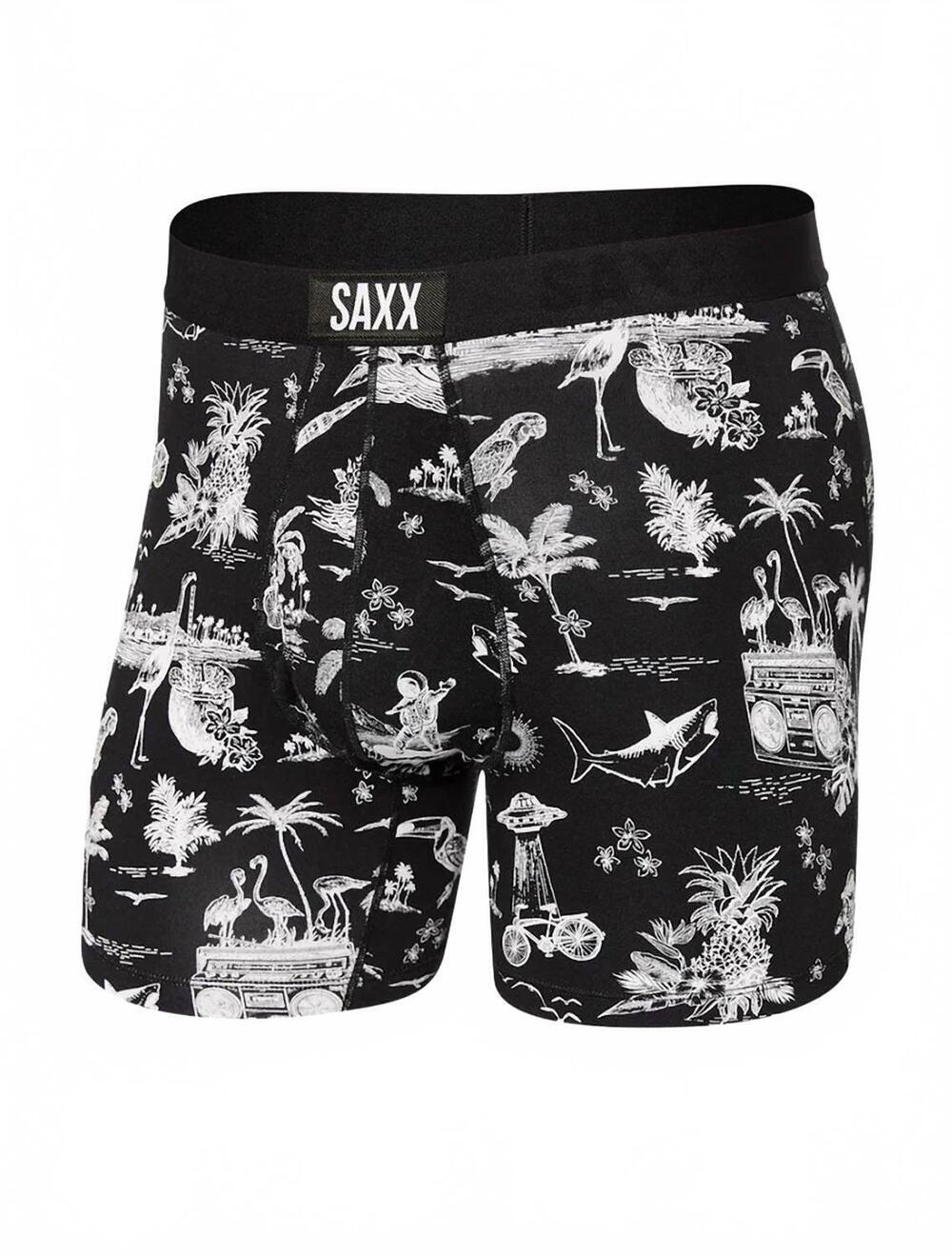NEW SAXX men's ultra boxer brief in black astro surf and turf